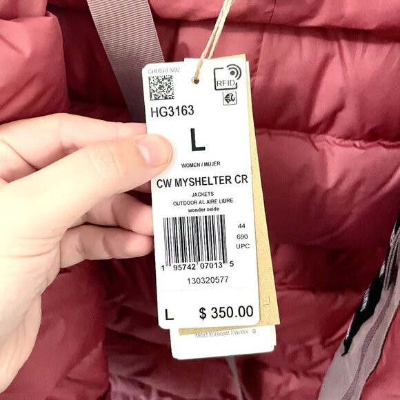 NWT Adidas Wonder Oxide Pink TERREX MYSHELTER COLD.RDY 600 Down Puffer Jacket L - Picture 10 of 14